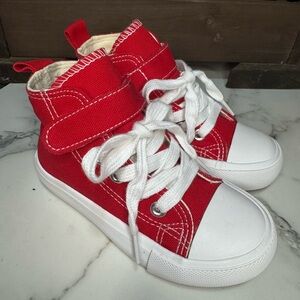 4/$15 Red Canvas Kids Shoes With Hook and Loop